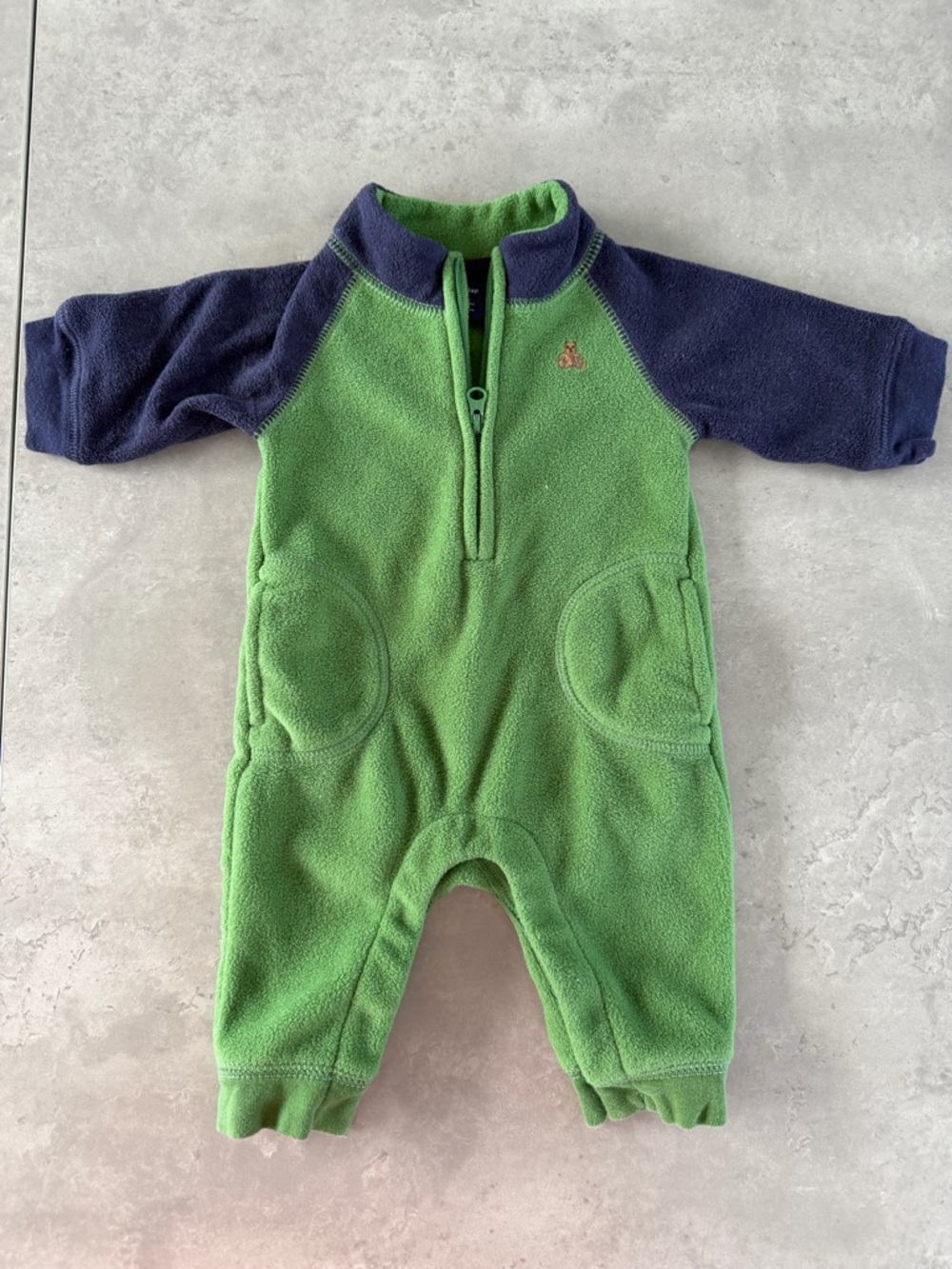 Cozy Green & Navy Fleece One-Piece for Kids